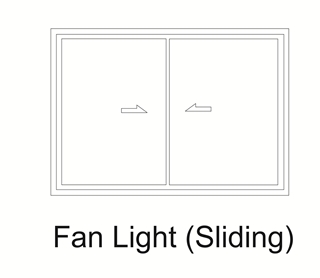 Fan Light (Sliding)-24\"x 18\" White
